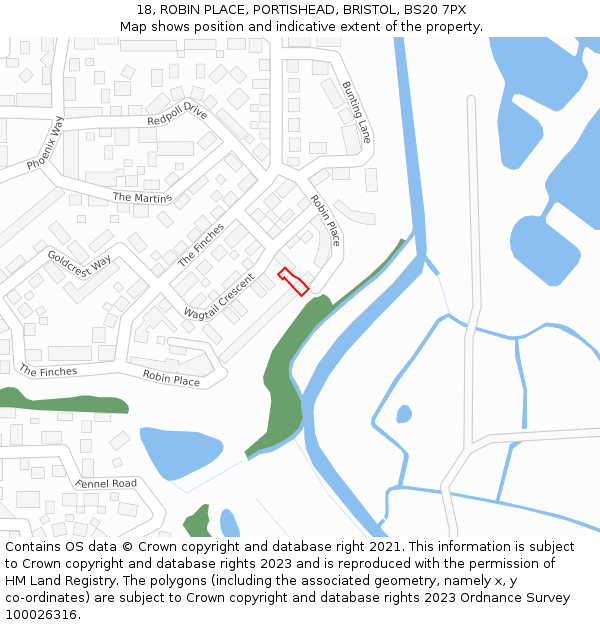 18, ROBIN PLACE, PORTISHEAD, BRISTOL, BS20 7PX: Location map and indicative extent of plot