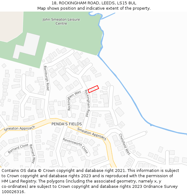 18, ROCKINGHAM ROAD, LEEDS, LS15 8UL: Location map and indicative extent of plot