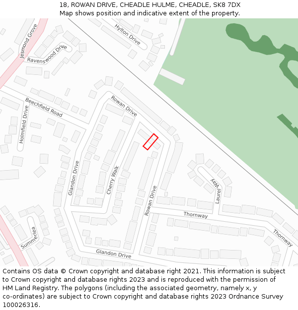 18, ROWAN DRIVE, CHEADLE HULME, CHEADLE, SK8 7DX: Location map and indicative extent of plot