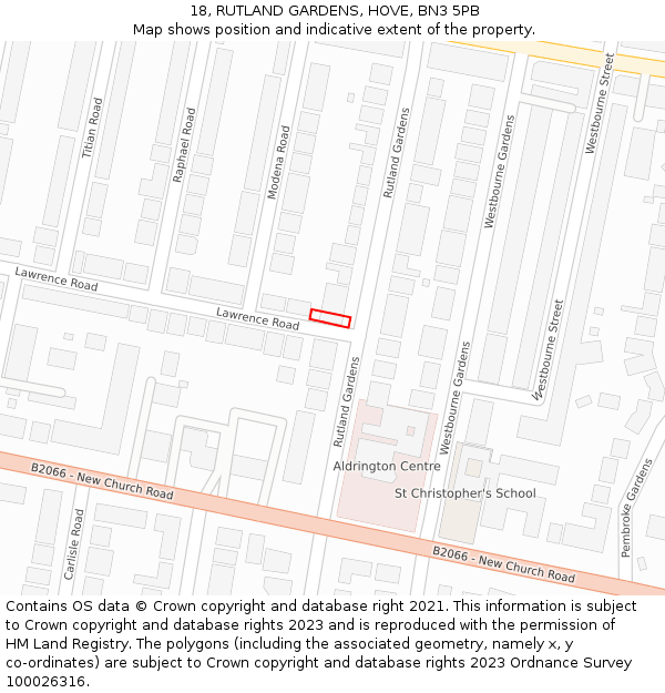 18, RUTLAND GARDENS, HOVE, BN3 5PB: Location map and indicative extent of plot