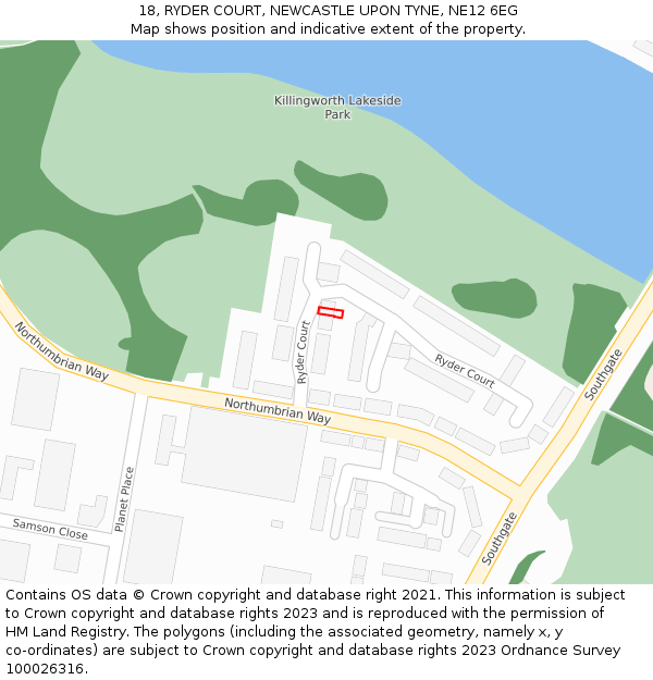 18, RYDER COURT, NEWCASTLE UPON TYNE, NE12 6EG: Location map and indicative extent of plot