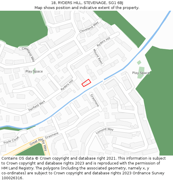 18, RYDERS HILL, STEVENAGE, SG1 6BJ: Location map and indicative extent of plot