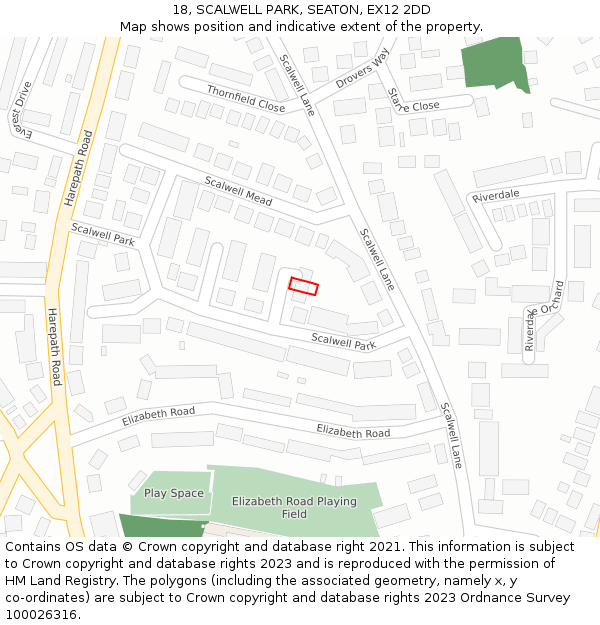 18, SCALWELL PARK, SEATON, EX12 2DD: Location map and indicative extent of plot