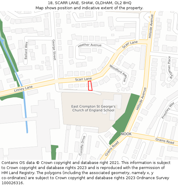 18, SCARR LANE, SHAW, OLDHAM, OL2 8HQ: Location map and indicative extent of plot