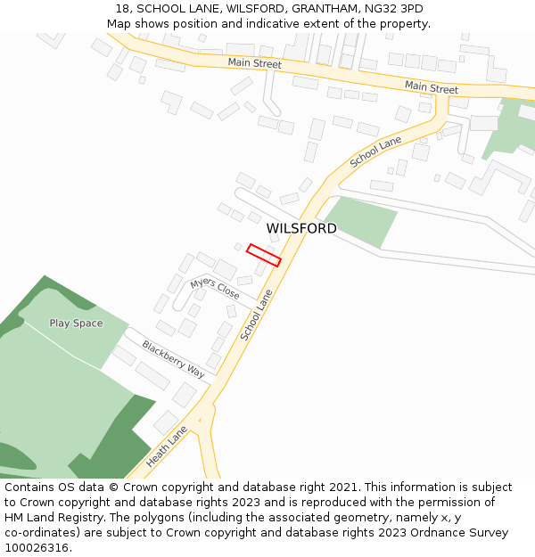 18, SCHOOL LANE, WILSFORD, GRANTHAM, NG32 3PD: Location map and indicative extent of plot