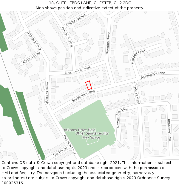 18, SHEPHERDS LANE, CHESTER, CH2 2DG: Location map and indicative extent of plot