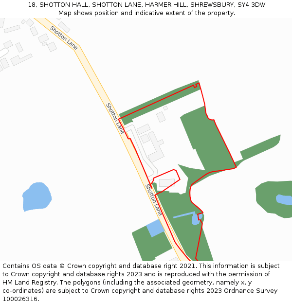 18, SHOTTON HALL, SHOTTON LANE, HARMER HILL, SHREWSBURY, SY4 3DW: Location map and indicative extent of plot