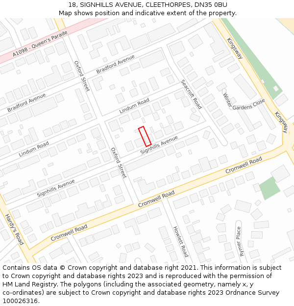 18, SIGNHILLS AVENUE, CLEETHORPES, DN35 0BU: Location map and indicative extent of plot