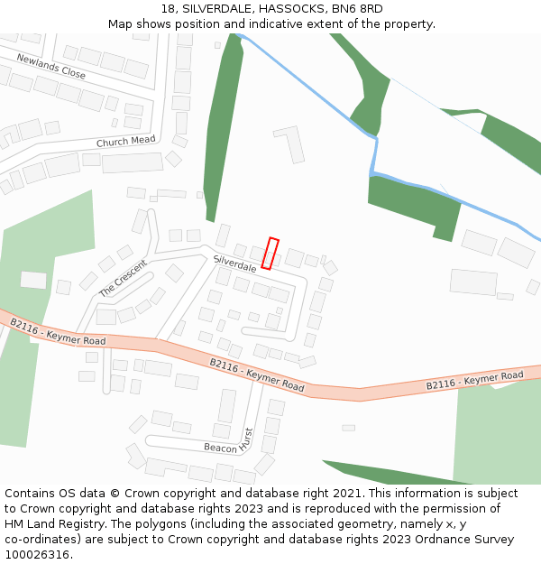 18, SILVERDALE, HASSOCKS, BN6 8RD: Location map and indicative extent of plot