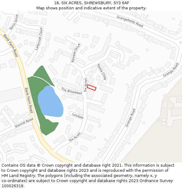 18, SIX ACRES, SHREWSBURY, SY3 6AF: Location map and indicative extent of plot