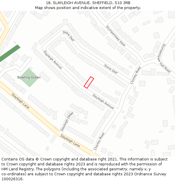 18, SLAYLEIGH AVENUE, SHEFFIELD, S10 3RB: Location map and indicative extent of plot