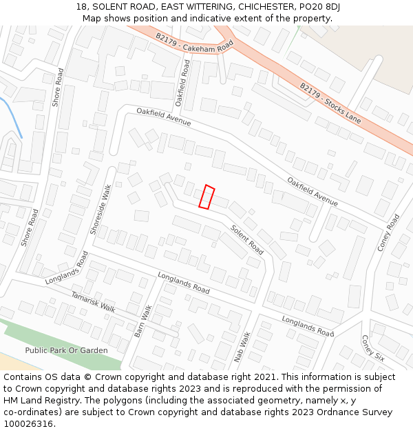 18, SOLENT ROAD, EAST WITTERING, CHICHESTER, PO20 8DJ: Location map and indicative extent of plot