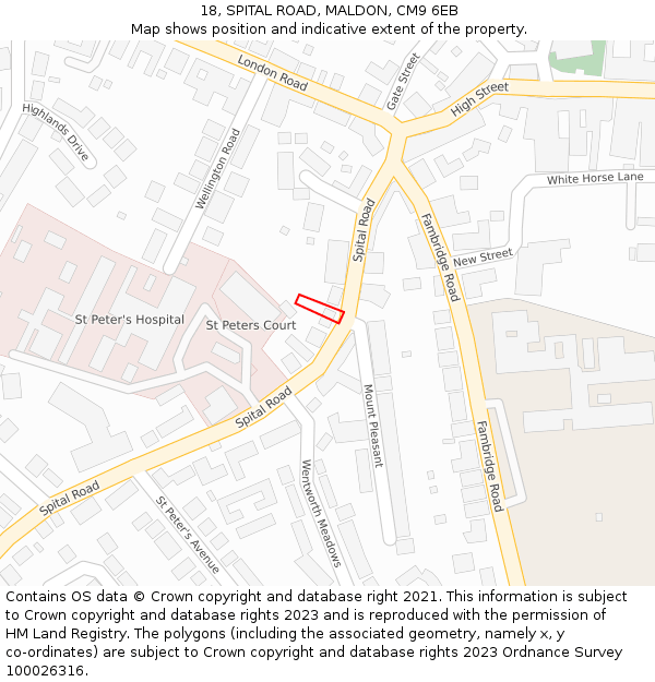 18, SPITAL ROAD, MALDON, CM9 6EB: Location map and indicative extent of plot