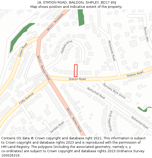 18, STATION ROAD, BAILDON, SHIPLEY, BD17 6NJ: Location map and indicative extent of plot