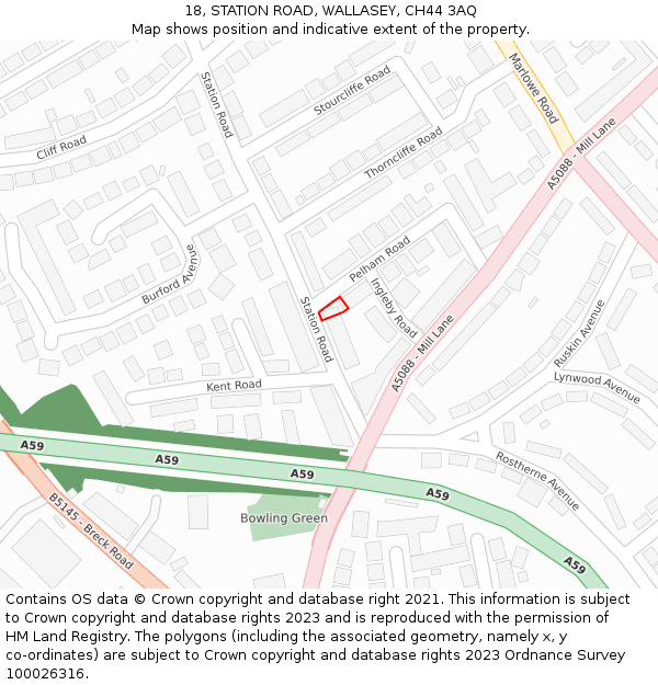 18, STATION ROAD, WALLASEY, CH44 3AQ: Location map and indicative extent of plot