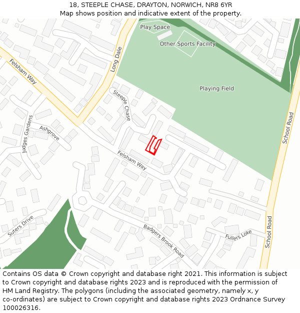 18, STEEPLE CHASE, DRAYTON, NORWICH, NR8 6YR: Location map and indicative extent of plot