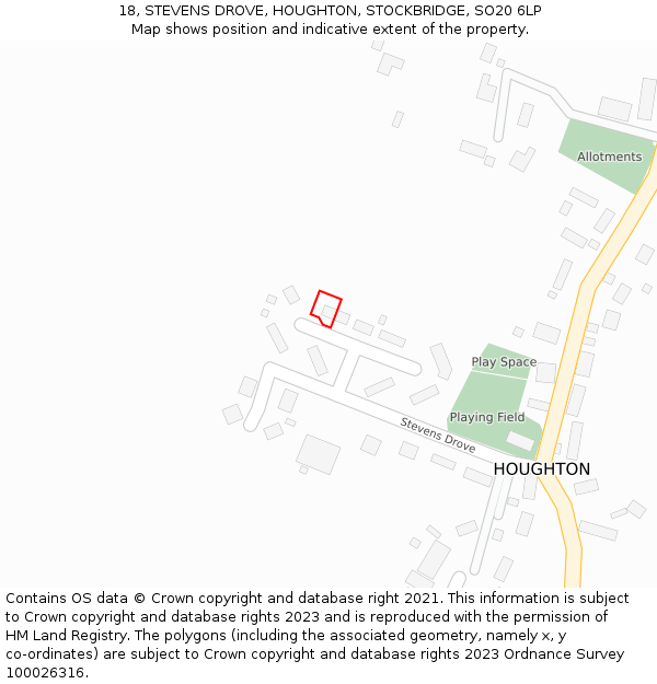 18, STEVENS DROVE, HOUGHTON, STOCKBRIDGE, SO20 6LP: Location map and indicative extent of plot