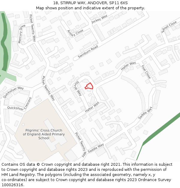 18, STIRRUP WAY, ANDOVER, SP11 6XS: Location map and indicative extent of plot