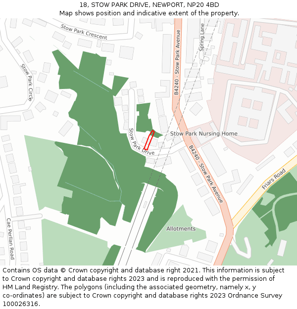 18, STOW PARK DRIVE, NEWPORT, NP20 4BD: Location map and indicative extent of plot