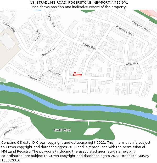 18, STRADLING ROAD, ROGERSTONE, NEWPORT, NP10 9PL: Location map and indicative extent of plot