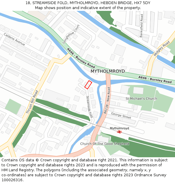 18, STREAMSIDE FOLD, MYTHOLMROYD, HEBDEN BRIDGE, HX7 5DY: Location map and indicative extent of plot