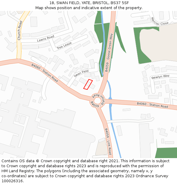 18, SWAN FIELD, YATE, BRISTOL, BS37 5SF: Location map and indicative extent of plot