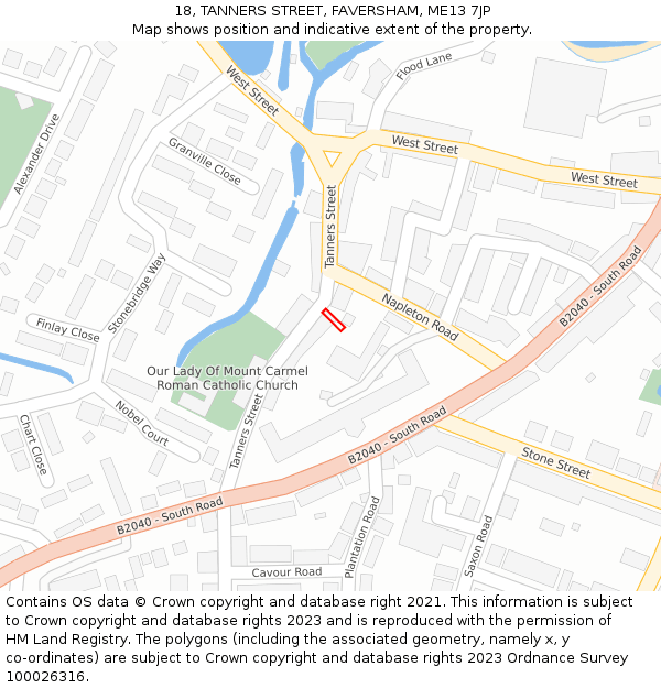 18, TANNERS STREET, FAVERSHAM, ME13 7JP: Location map and indicative extent of plot