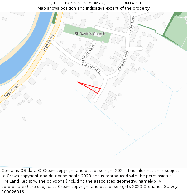 18, THE CROSSINGS, AIRMYN, GOOLE, DN14 8LE: Location map and indicative extent of plot