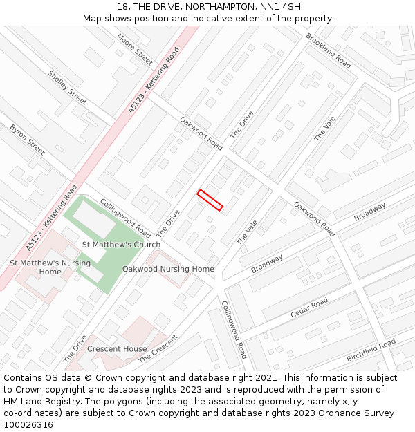 18, THE DRIVE, NORTHAMPTON, NN1 4SH: Location map and indicative extent of plot