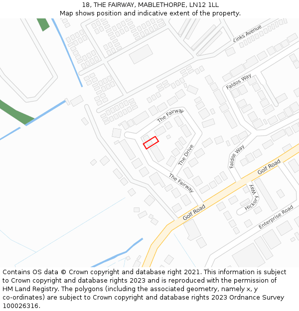 18, THE FAIRWAY, MABLETHORPE, LN12 1LL: Location map and indicative extent of plot