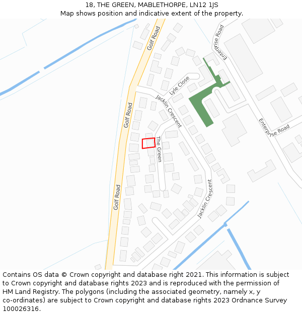 18, THE GREEN, MABLETHORPE, LN12 1JS: Location map and indicative extent of plot