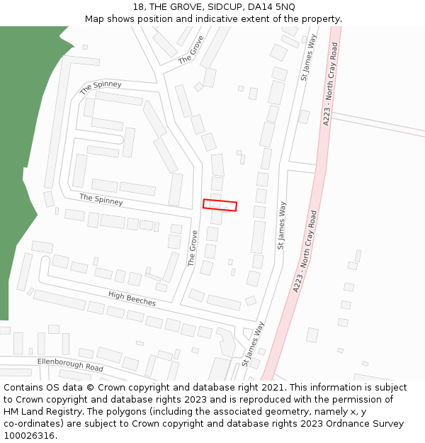 18, THE GROVE, SIDCUP, DA14 5NQ: Location map and indicative extent of plot