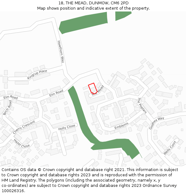 18, THE MEAD, DUNMOW, CM6 2PD: Location map and indicative extent of plot