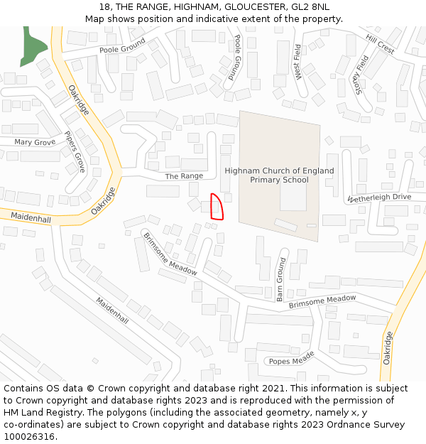 18, THE RANGE, HIGHNAM, GLOUCESTER, GL2 8NL: Location map and indicative extent of plot