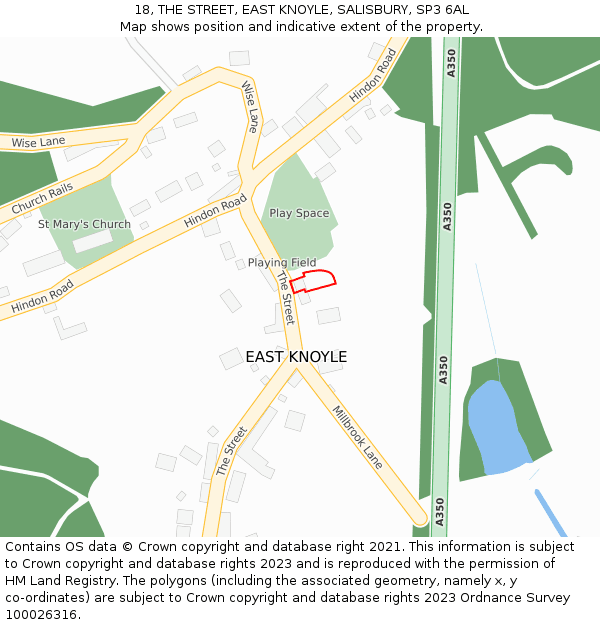 18, THE STREET, EAST KNOYLE, SALISBURY, SP3 6AL: Location map and indicative extent of plot