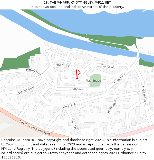 18, THE WHARF, KNOTTINGLEY, WF11 8BT: Location map and indicative extent of plot