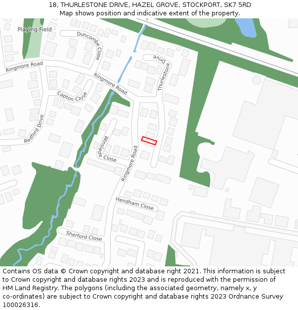 18, THURLESTONE DRIVE, HAZEL GROVE, STOCKPORT, SK7 5RD: Location map and indicative extent of plot