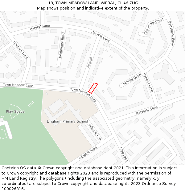 18, TOWN MEADOW LANE, WIRRAL, CH46 7UG: Location map and indicative extent of plot