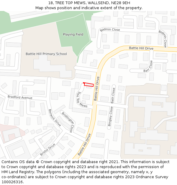 18, TREE TOP MEWS, WALLSEND, NE28 9EH: Location map and indicative extent of plot
