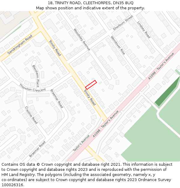 18, TRINITY ROAD, CLEETHORPES, DN35 8UQ: Location map and indicative extent of plot