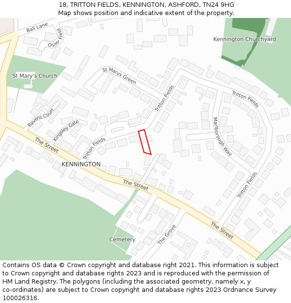 18, TRITTON FIELDS, KENNINGTON, ASHFORD, TN24 9HG: Location map and indicative extent of plot