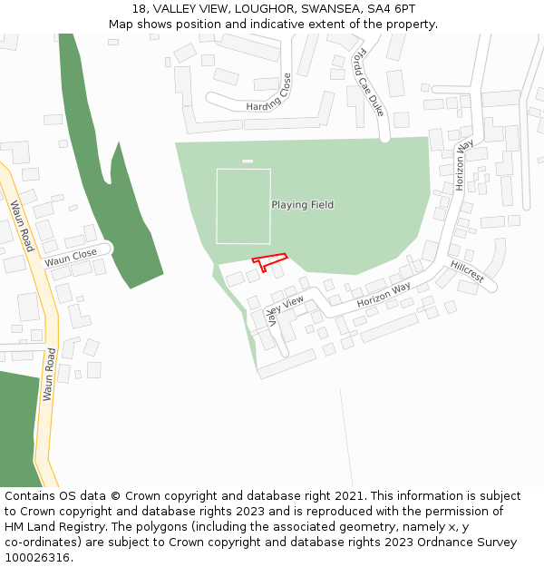 18, VALLEY VIEW, LOUGHOR, SWANSEA, SA4 6PT: Location map and indicative extent of plot