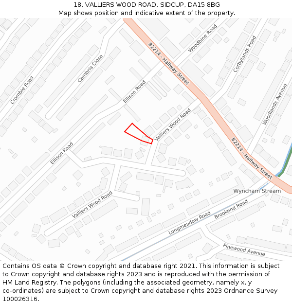 18, VALLIERS WOOD ROAD, SIDCUP, DA15 8BG: Location map and indicative extent of plot