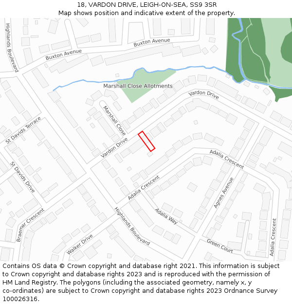 18, VARDON DRIVE, LEIGH-ON-SEA, SS9 3SR: Location map and indicative extent of plot