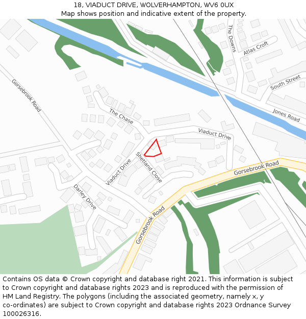 18, VIADUCT DRIVE, WOLVERHAMPTON, WV6 0UX: Location map and indicative extent of plot