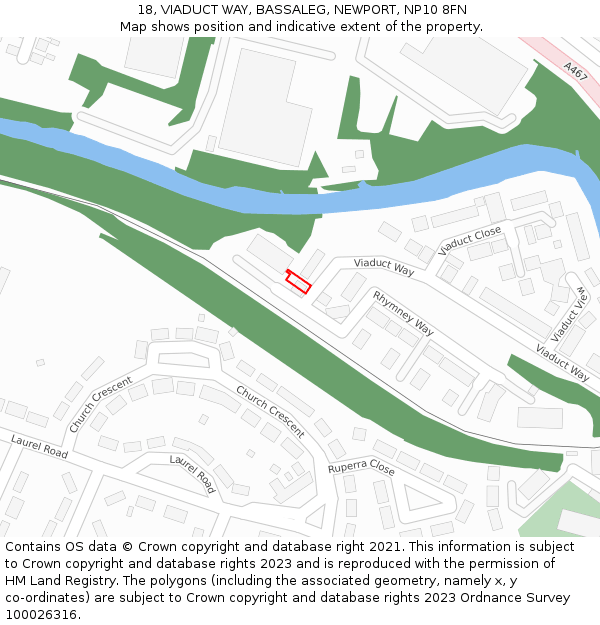 18, VIADUCT WAY, BASSALEG, NEWPORT, NP10 8FN: Location map and indicative extent of plot