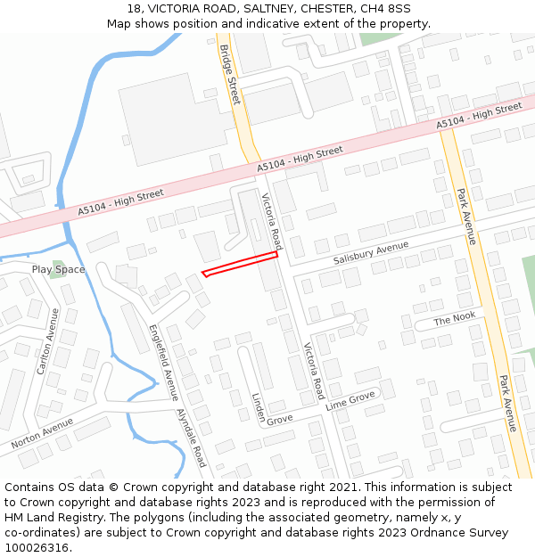 18, VICTORIA ROAD, SALTNEY, CHESTER, CH4 8SS: Location map and indicative extent of plot