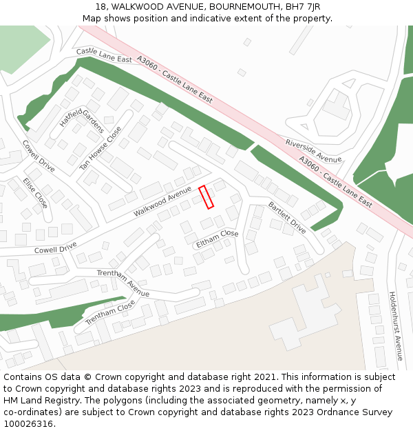 18, WALKWOOD AVENUE, BOURNEMOUTH, BH7 7JR: Location map and indicative extent of plot