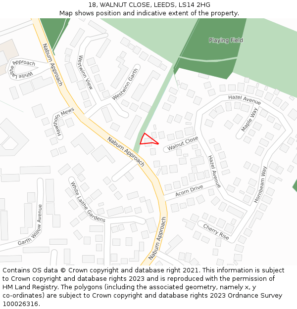 18, WALNUT CLOSE, LEEDS, LS14 2HG: Location map and indicative extent of plot