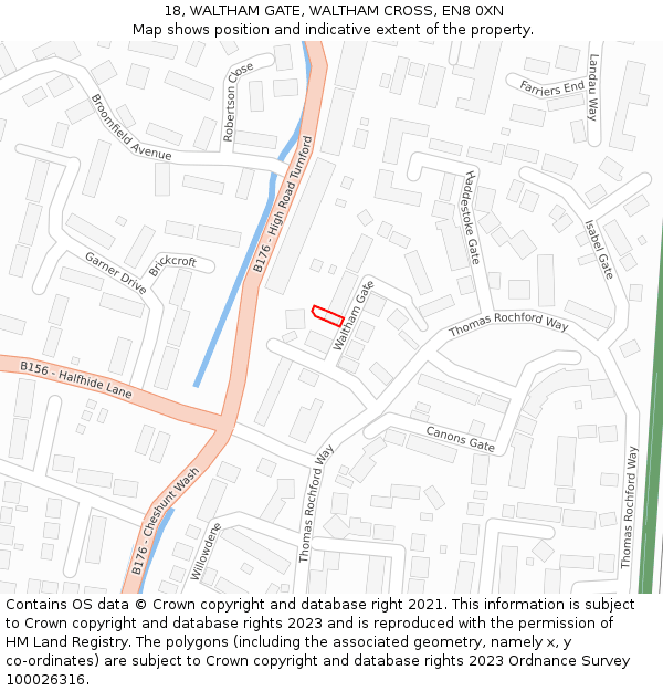 18, WALTHAM GATE, WALTHAM CROSS, EN8 0XN: Location map and indicative extent of plot